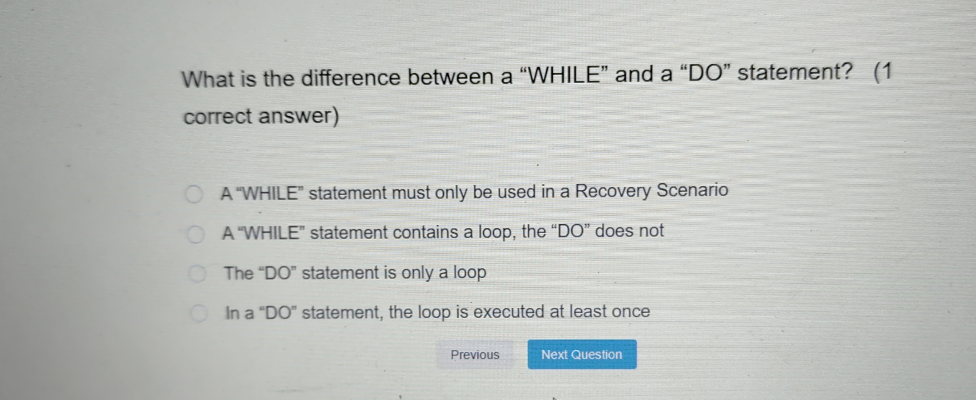 Solved What is the difference between a "WHILE" and a "DO" | Chegg.com