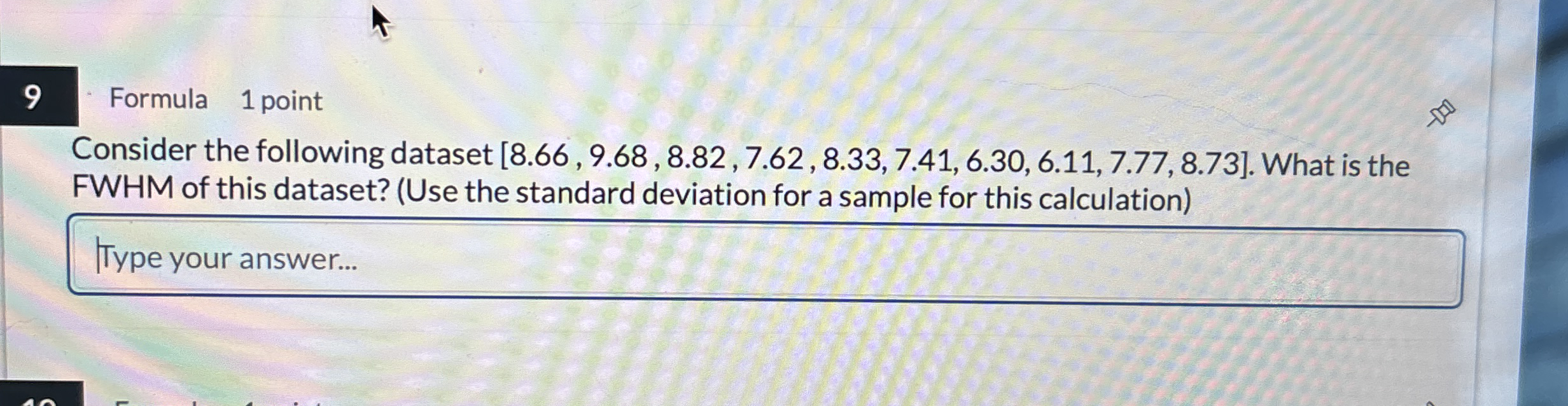 Solved 9 ﻿Formula 1 ﻿pointConsider the following dataset | Chegg.com