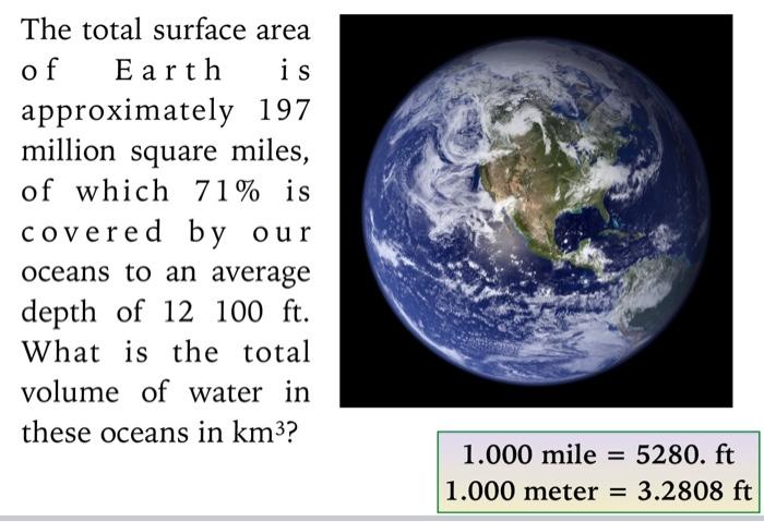 Solved The total surface area of Earth is approximately 197 | Chegg.com