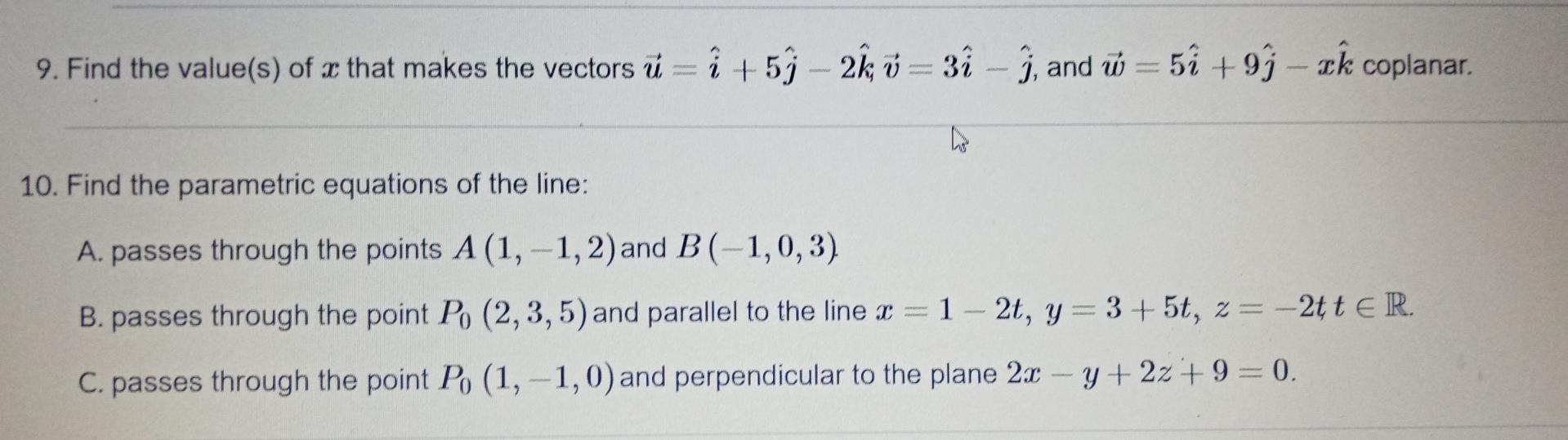 Solved 9 Find The Value S Of X That Makes The Vectors U Chegg Com