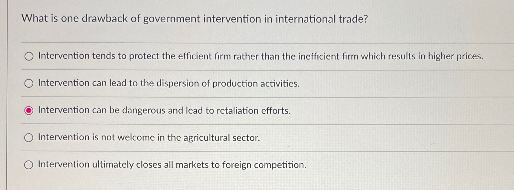 Solved What is one drawback of government intervention in