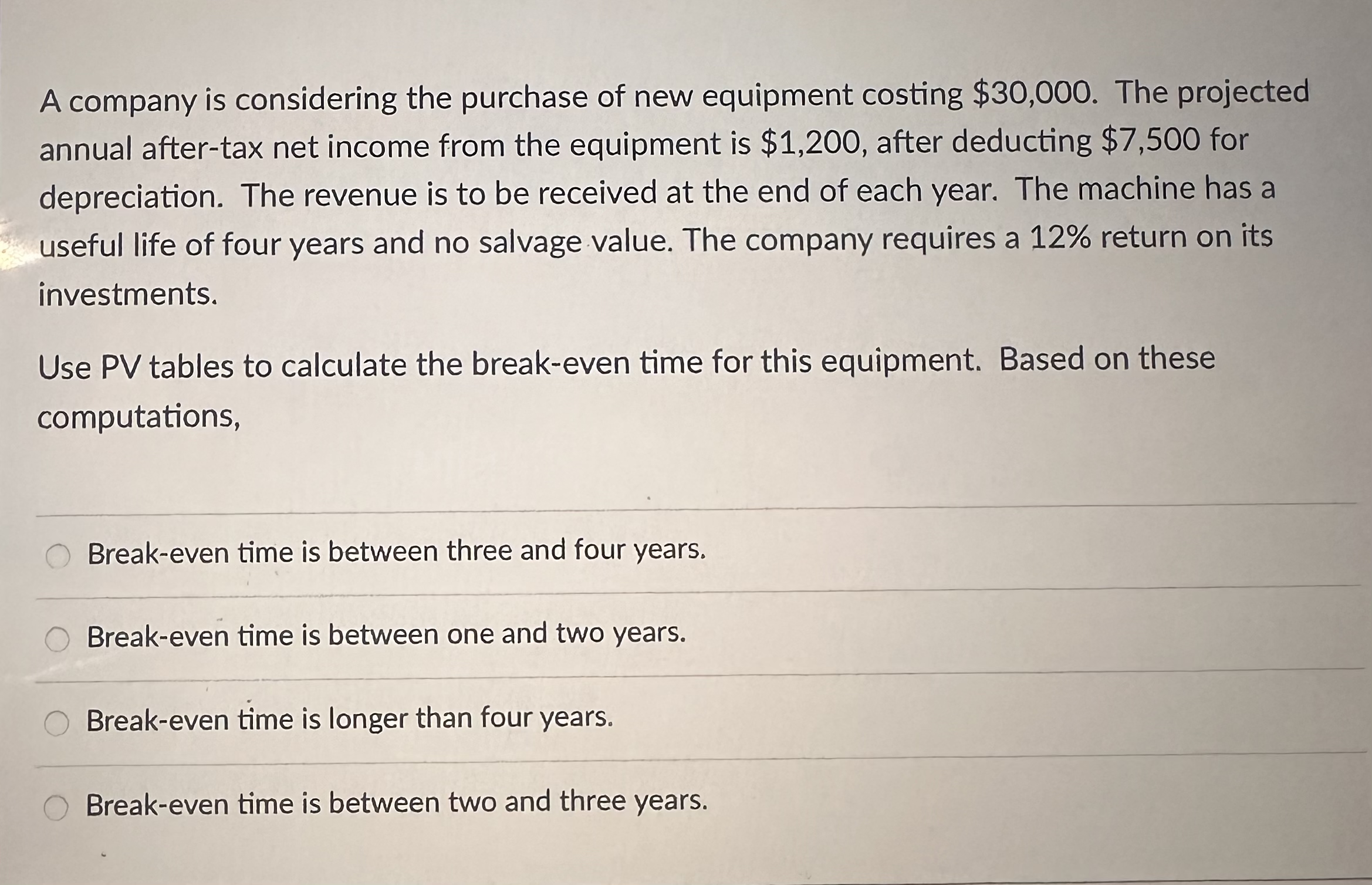 Solved A company is considering the purchase of new | Chegg.com