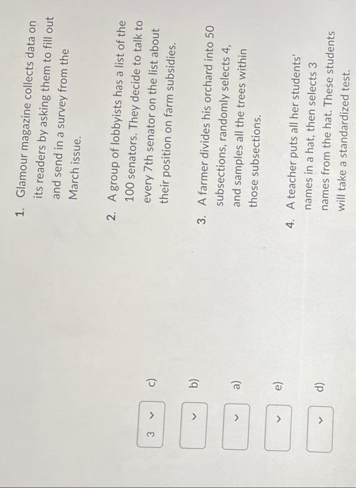 Solved For Each Of The Following Cases Identify The Sampling | Chegg.com