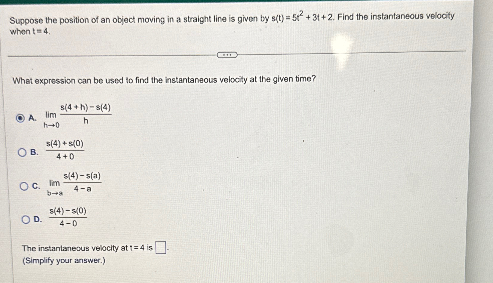 Solved Suppose The Position Of An Object Moving In A | Chegg.com