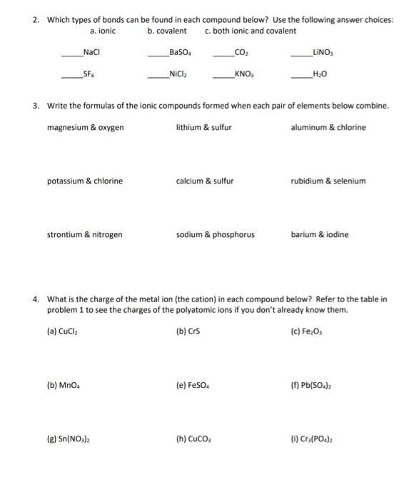 Solved Problem Set 8-Introduction to Chemical Bonding 1. | Chegg.com