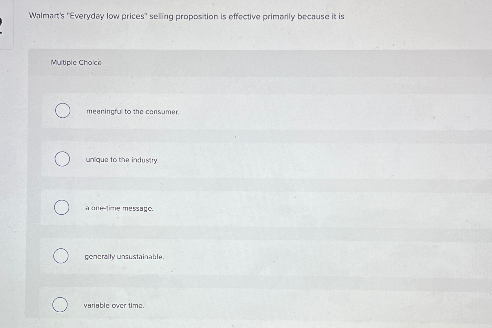 Solved Walmart's "Everyday low prices" selling proposition