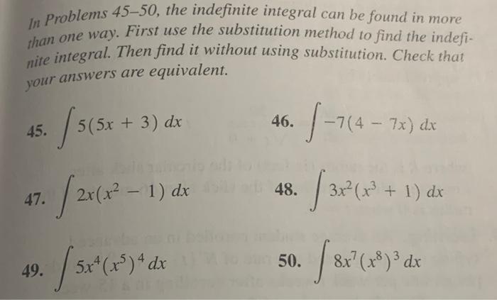 Solved In Problems 45-50, the indefinite integral can be | Chegg.com