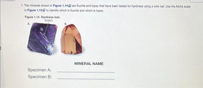 Solved 1 The Minerals Shown In Figure 1 14 0 Are Fluorite Chegg Com