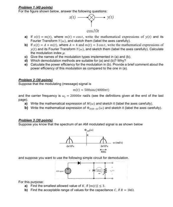 Solved Problem 1 (40 points) For the figure shown below, | Chegg.com