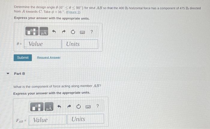 Solved Determine the design angle θ(0∘≤θ≤90∘) for strut AB | Chegg.com
