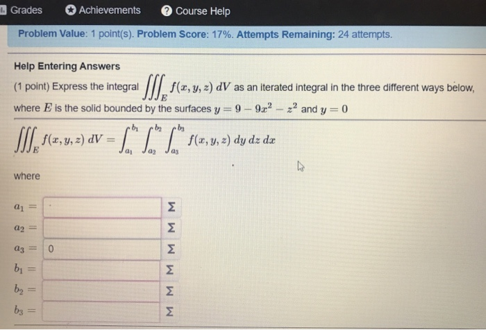 Solved Grades Achievements Course Help Problem Value: 1 | Chegg.com