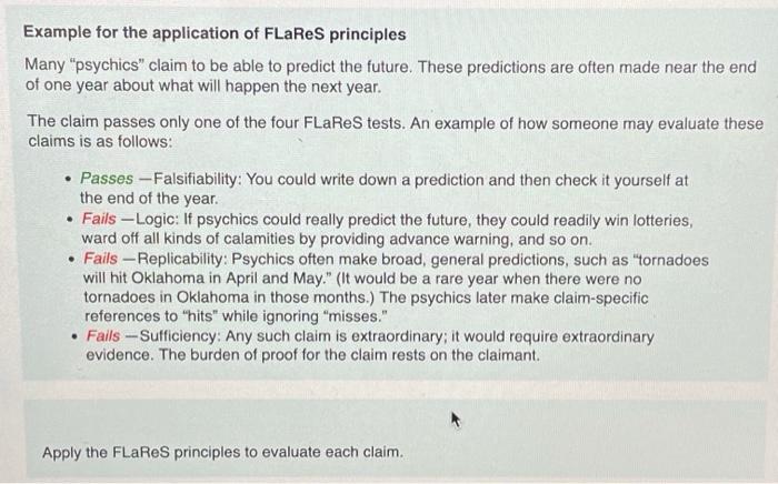 Example for the application of FLaRes principles Many | Chegg.com