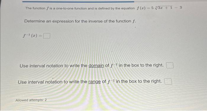 Solved The Function F Is A One-to-one Function And Is | Chegg.com