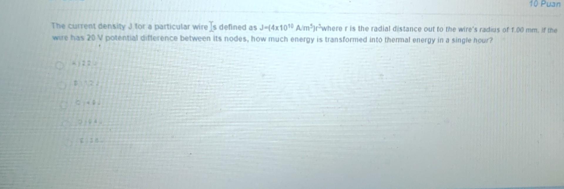 Solved The current density J tor a particular wire Ss | Chegg.com