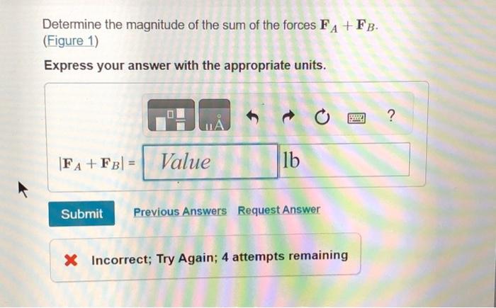 Solved The magnitudes of the two force vectors FA and FB are | Chegg.com