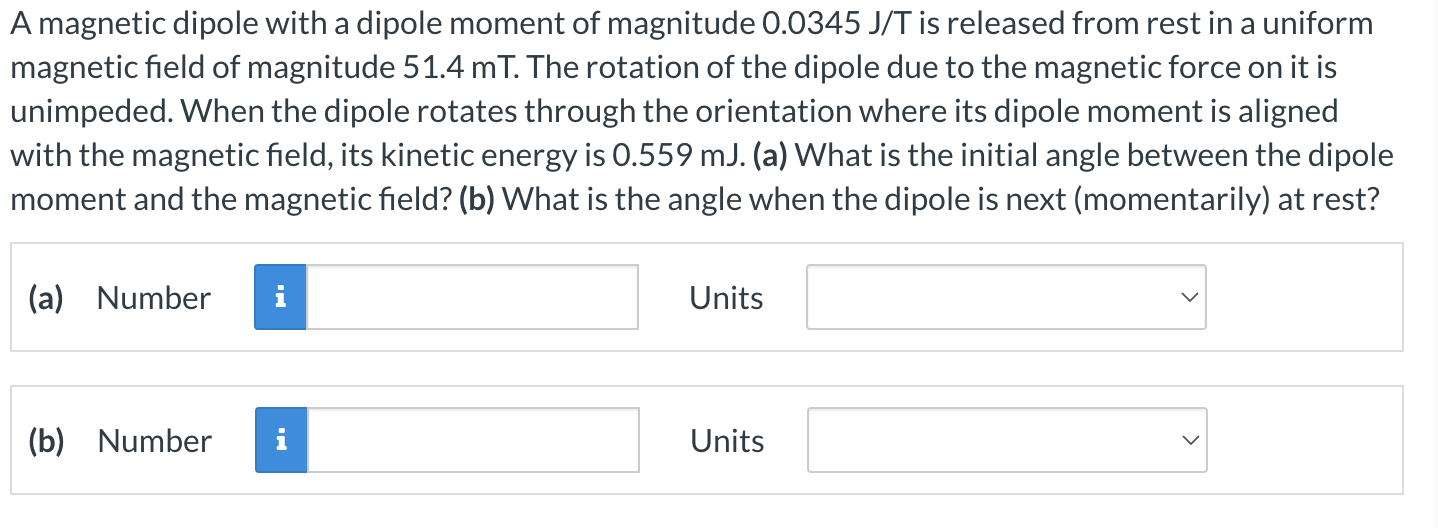 Solved A magnetic dipole with a dipole moment of magnitude | Chegg.com