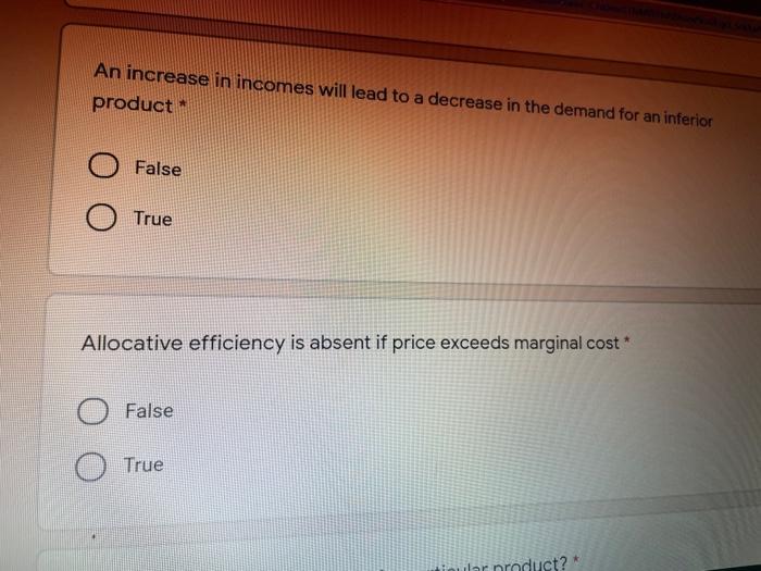 Solved An increase in incomes will lead to a decrease in the | Chegg.com
