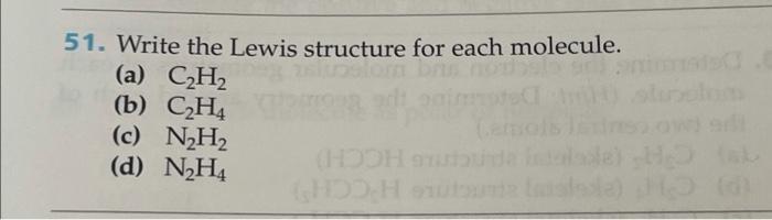 Solved 49. Write the Lewis structure for each molecule. a