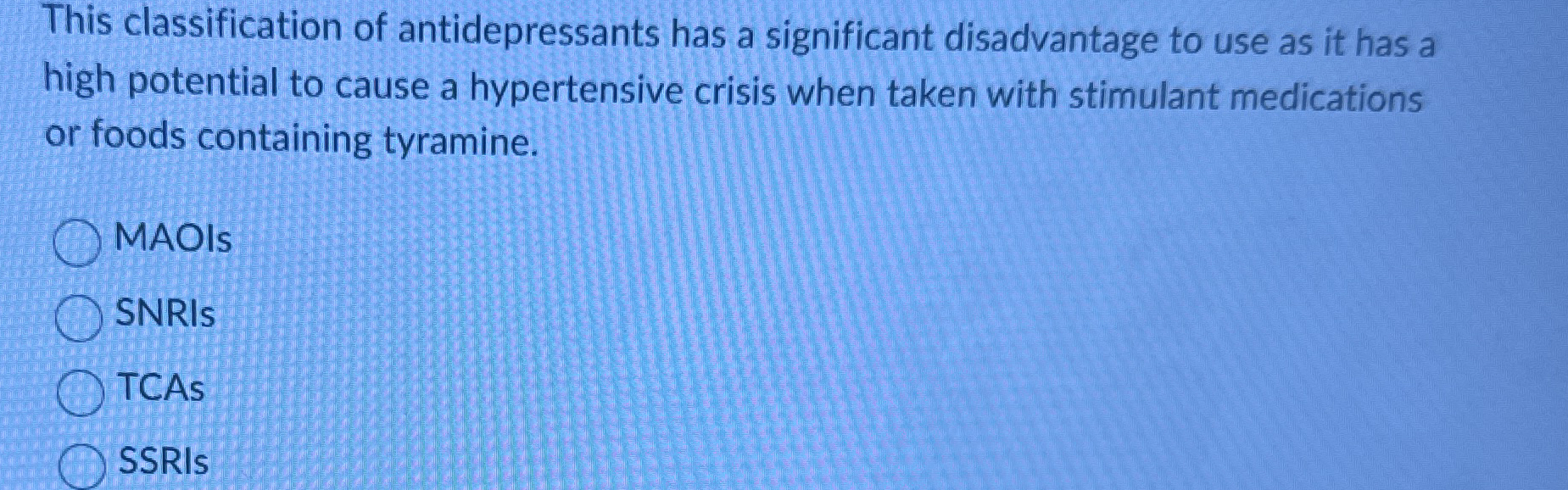 Solved This Classification Of Antidepressants Has A Signi