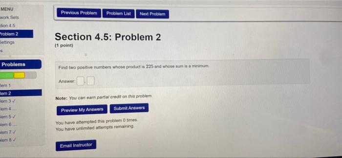 Solved Previous Problem Problem List Next Problem Section | Chegg.com