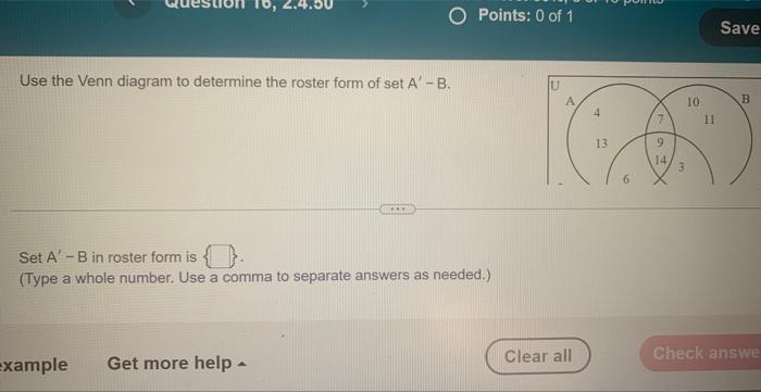 Solved use the venn diagram to determine the roster from set | Chegg.com