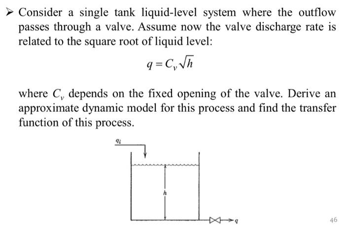 Solved Consider a single tank liquid-level system where the | Chegg.com