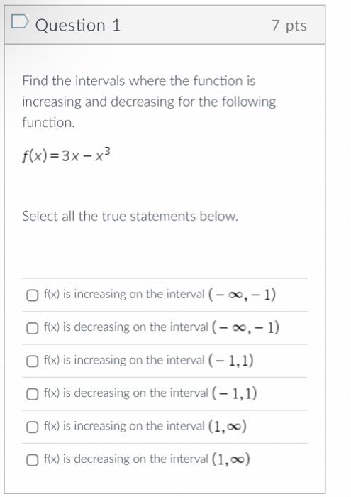 Solved Find the intervals where the function is increasing | Chegg.com