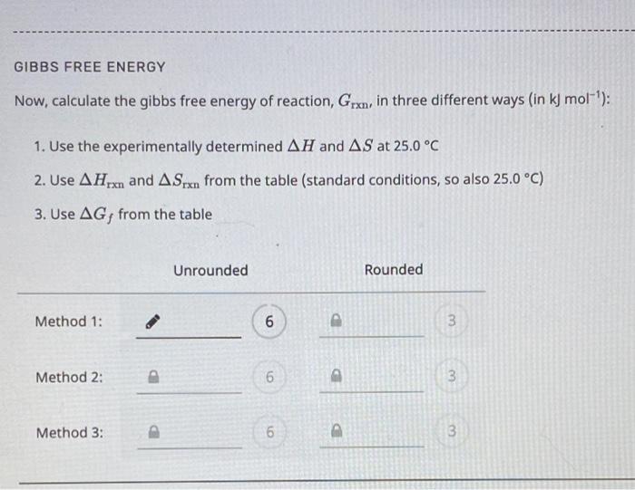 Solved How do I calculate the gibbs free energy of reaction, | Chegg.com