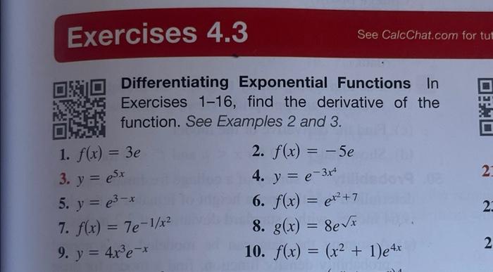 Solved Exercises 4.3 See CalcChat.com for tur | Chegg.com