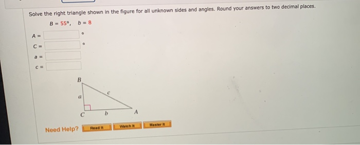 Solved Solve the right triangle shown in the figure for all | Chegg.com
