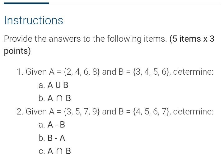Solved Instructions Provide the answers to the following | Chegg.com