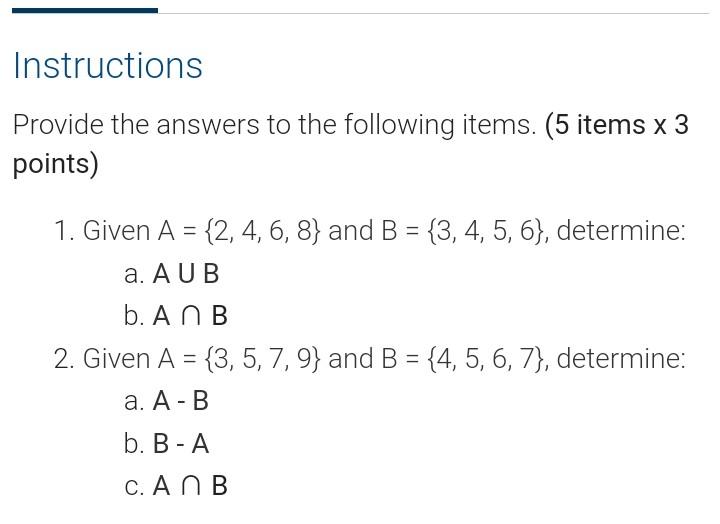 Solved Instructions Provide The Answers To The Following | Chegg.com