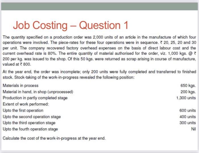 Solved The Quantity Specified On A Production Order Was | Chegg.com