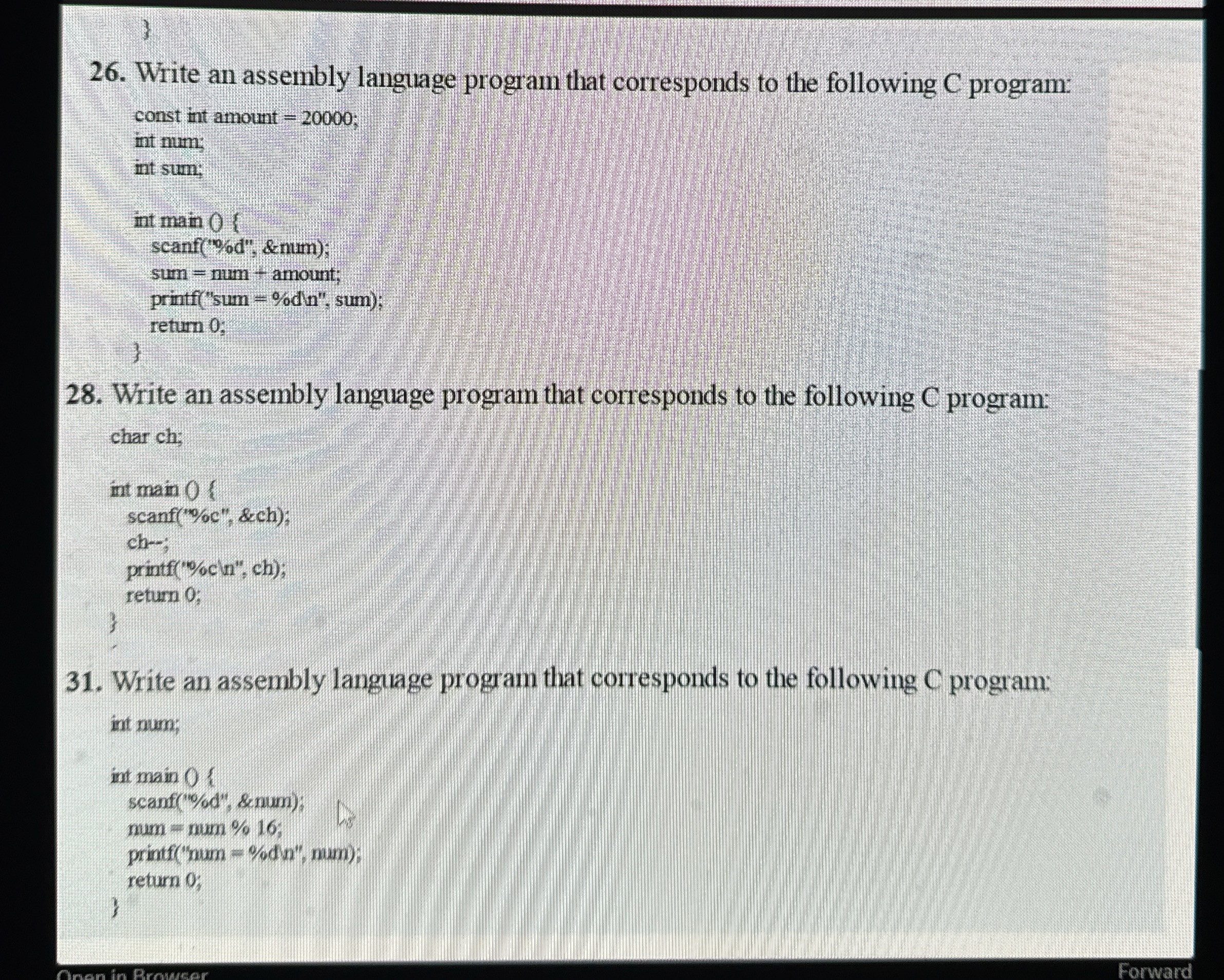 Solved Write an assembly language program that corresponds | Chegg.com