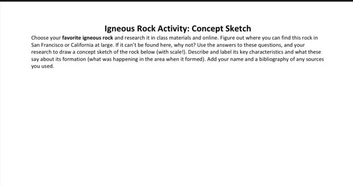 Solved Igneous Rock Activity: Concept Sketch Choose your | Chegg.com