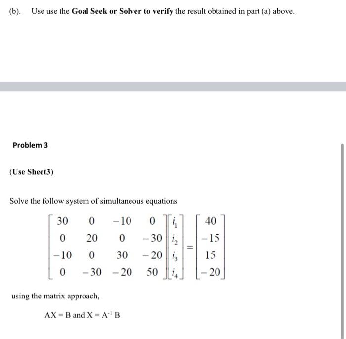 Solved Problem 1 Open a new Excel Spreadsheet and use Sheet | Chegg.com