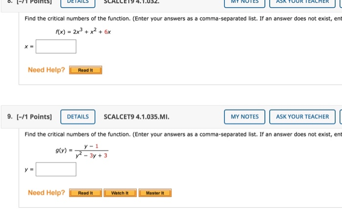 Solved Find The Critical Numbers Of The Function. (Enter | Chegg.com