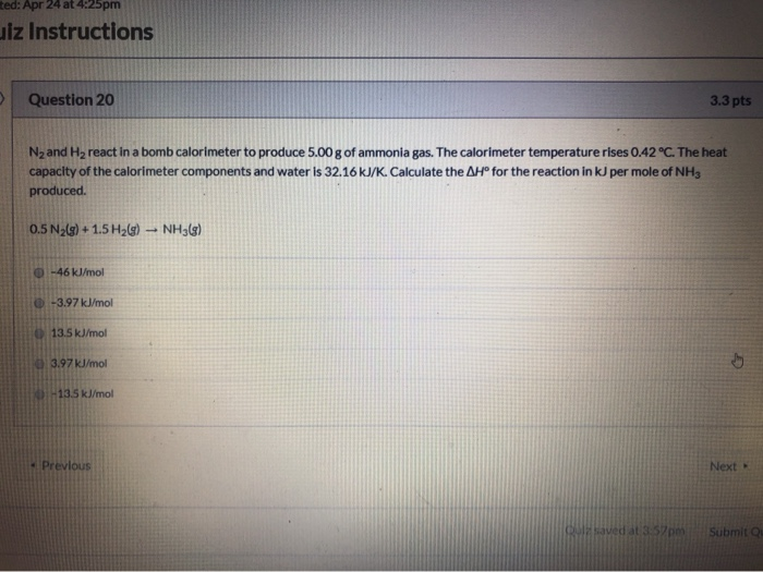Solved ted: Apr 24 at 4:25pm uiz Instructions Question 20 | Chegg.com