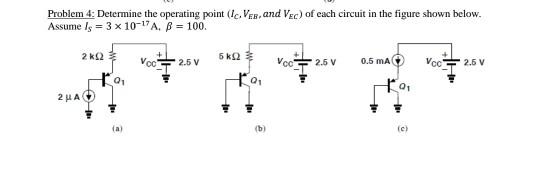 Solved Problem 4: Determine the operating point (1. Ver and | Chegg.com
