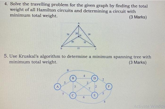 Solved 4. Solve the travelling problem for the given graph | Chegg.com
