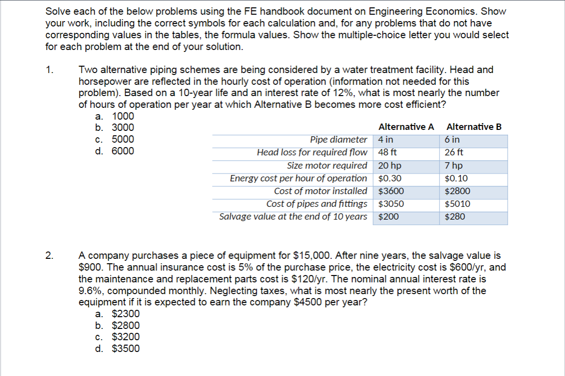 Engineering Fe Example Problems Solved Solve each of the below problems using the FE | Chegg.com