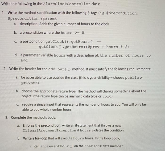 Solved Write the following in the AlarmClockController | Chegg.com