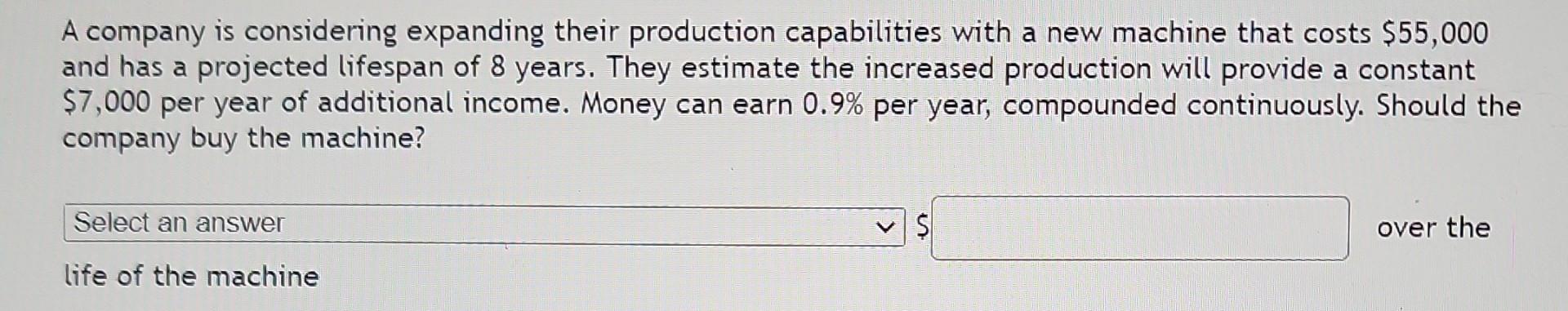 Solved A Company Is Considering Expanding Their Production | Chegg.com