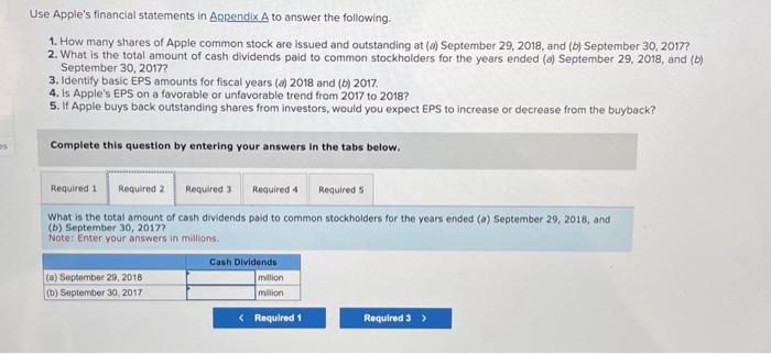 Apple Inc. Notes - continued Selected Financial Data | Chegg.com