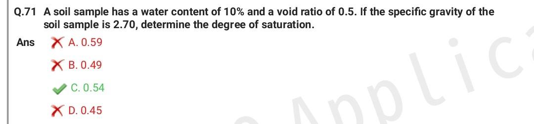 Solved Q.71 A soil sample has a water content of 10% and a | Chegg.com