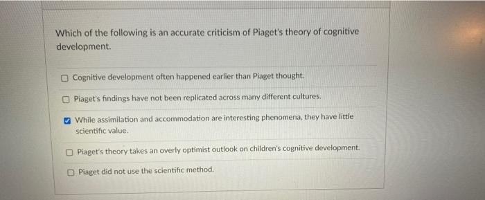 Criticisms of piaget's online stages of cognitive development