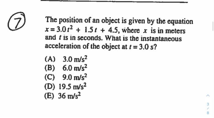 Solved U 5 The Graph Above Shows Velocity V Versus Time