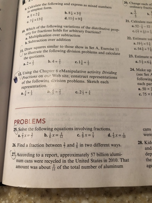 Solved the following and express as mixed numbers 20. Change | Chegg.com