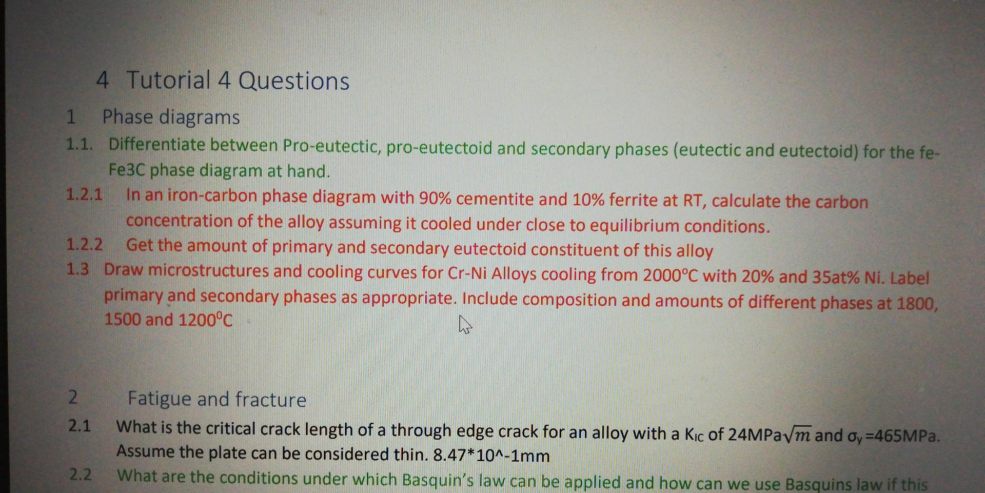 Solved Phase dlagram4 Tutorial 4 Questions 1 Phase diagrams
