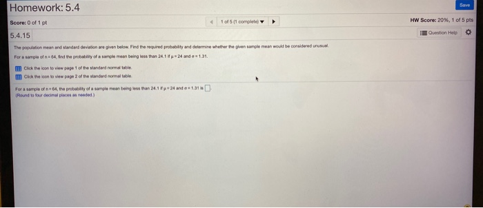 Solved Save Homework: 5.4 Score: 0 of 1 pt 5.4.15 1 of 5 | Chegg.com